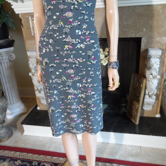 Moschino CheapandChic Gray Multi Printed Wool Blend Sheath Dress Size S - Picture 11 of 16